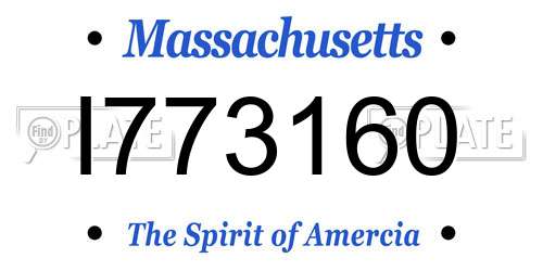 I773160 Massachusetts License Plate