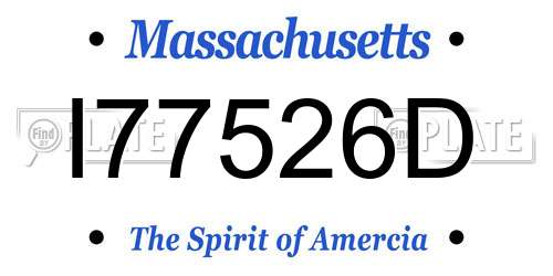 I77526D Massachusetts License Plate