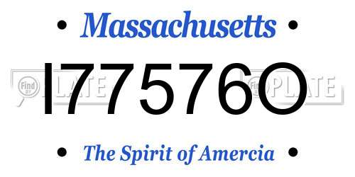 I77576O Massachusetts License Plate