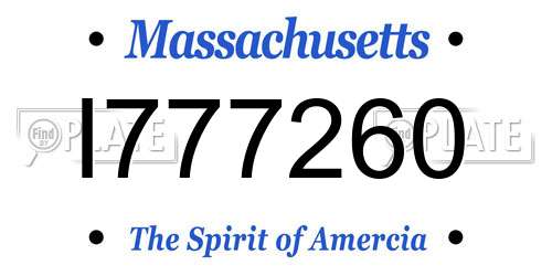 I777260 Massachusetts License Plate