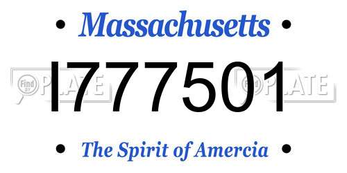 I777501 Massachusetts License Plate