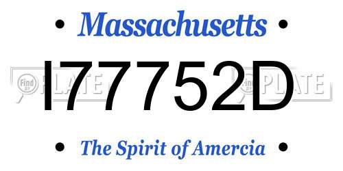 I77752D Massachusetts License Plate
