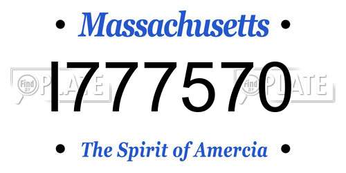 I777570 Massachusetts License Plate