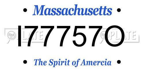 I77757O Massachusetts License Plate