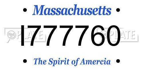 I777760 Massachusetts License Plate