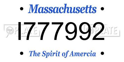 I777992 Massachusetts License Plate
