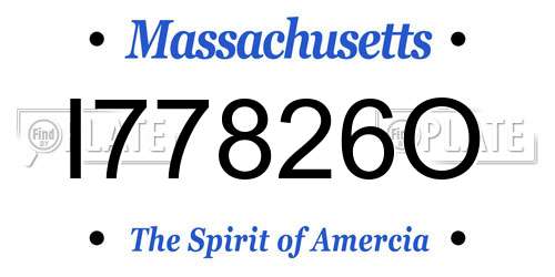 I77826O Massachusetts License Plate