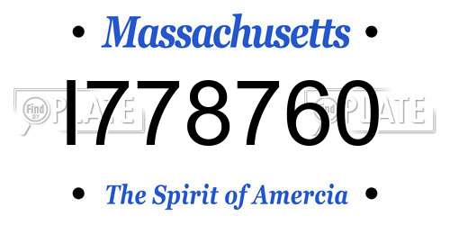 I778760 Massachusetts License Plate