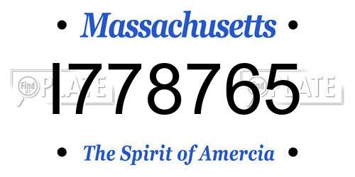 I778765 Massachusetts License Plate