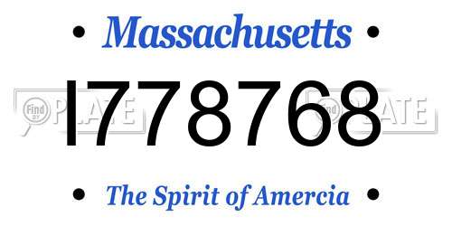 I778768 Massachusetts License Plate