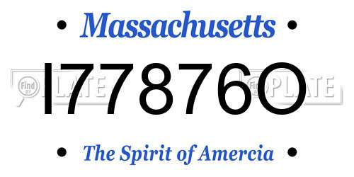 I77876O Massachusetts License Plate