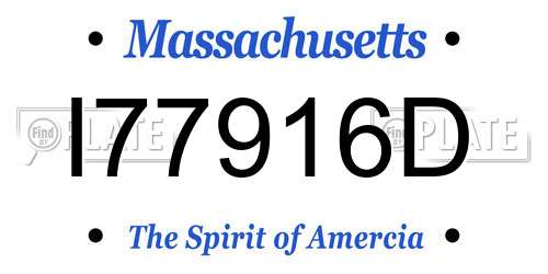 I77916D Massachusetts License Plate