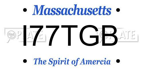 I77TGB Massachusetts License Plate