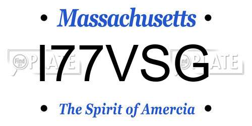 I77VSG Massachusetts License Plate
