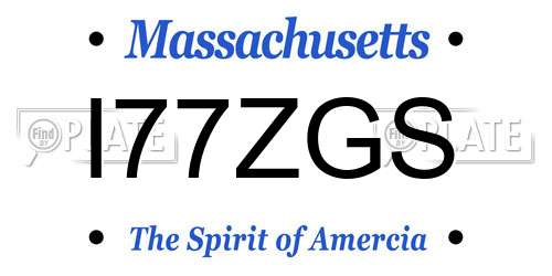 I77ZGS Massachusetts License Plate