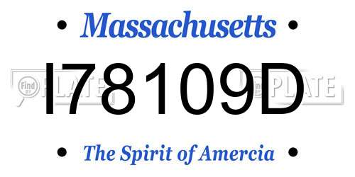 I78109D Massachusetts License Plate
