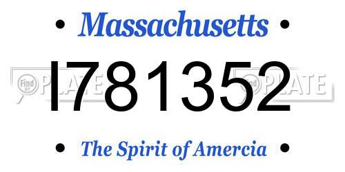 I781352 Massachusetts License Plate