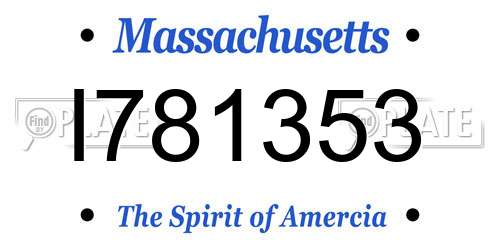 I781353 Massachusetts License Plate