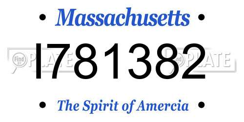 I781382 Massachusetts License Plate