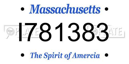 I781383 Massachusetts License Plate