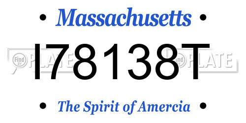 I78138T Massachusetts License Plate
