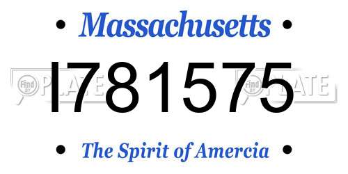 I781575 Massachusetts License Plate