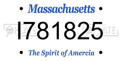 I781825 Massachusetts License Plate