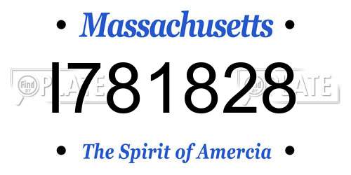 I781828 Massachusetts License Plate