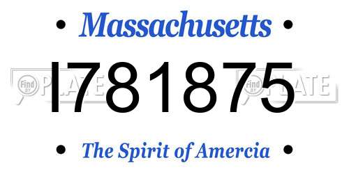 I781875 Massachusetts License Plate