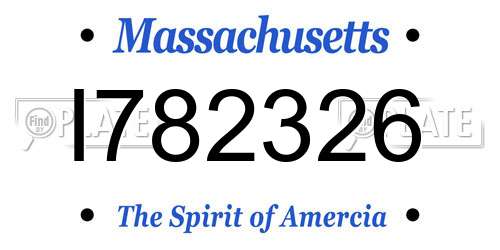 I782326 Massachusetts License Plate