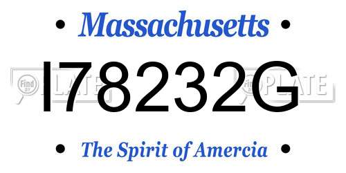 I78232G Massachusetts License Plate