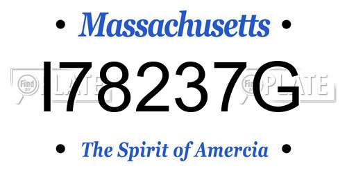 I78237G Massachusetts License Plate