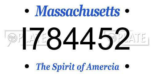 I784452 Massachusetts License Plate
