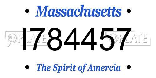 I784457 Massachusetts License Plate