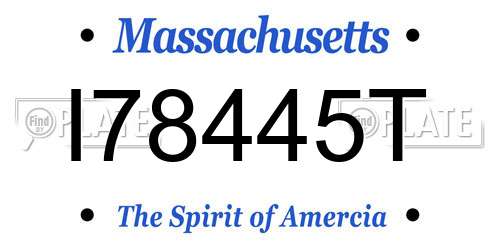 I78445T Massachusetts License Plate