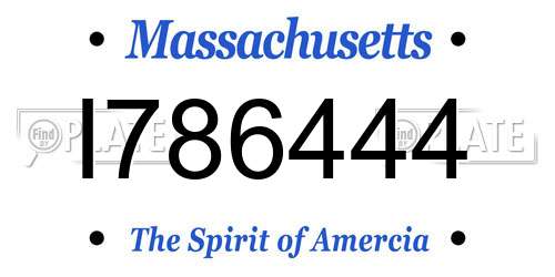 I786444 Massachusetts License Plate