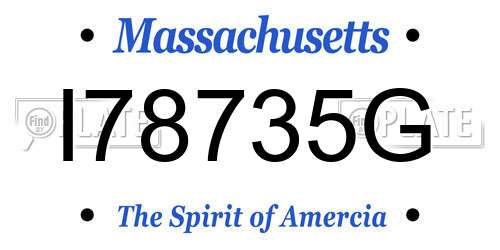I78735G Massachusetts License Plate