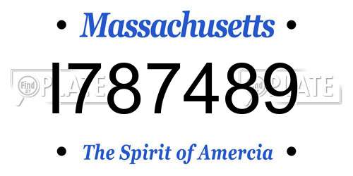 I787489 Massachusetts License Plate