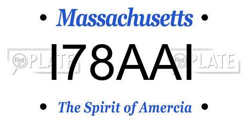 I78AAI Massachusetts License Plate