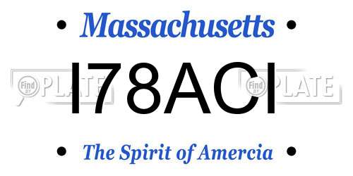 I78ACI Massachusetts License Plate