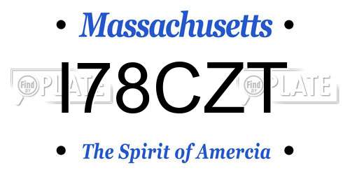 I78CZT Massachusetts License Plate