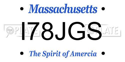 I78JGS Massachusetts License Plate
