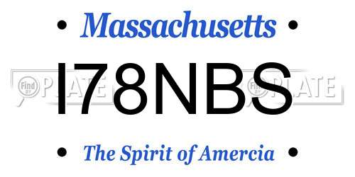 I78NBS Massachusetts License Plate