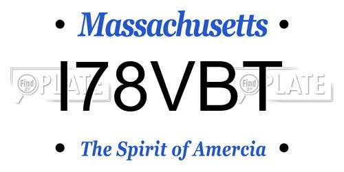 I78VBT Massachusetts License Plate