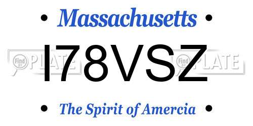 I78VSZ Massachusetts License Plate