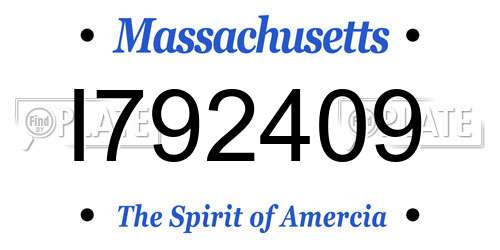 I792409 Massachusetts License Plate
