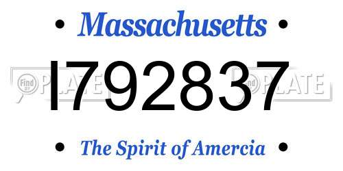 I792837 Massachusetts License Plate