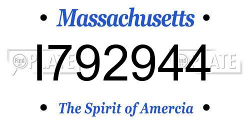 I792944 Massachusetts License Plate