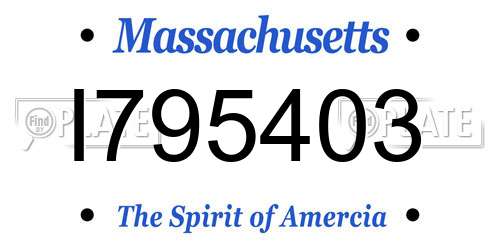 I795403 Massachusetts License Plate