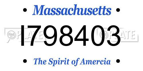 I798403 Massachusetts License Plate
